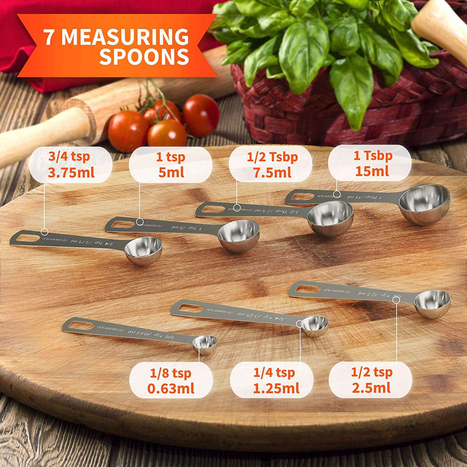 Stainless Steel Measuring Cups and Spoons Set of 14 Pieces,7 Nesting 7 Stackable Professional Portable