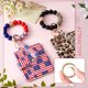 thumbnail image 4 of Pulsera con llavero y borlas de silicona con cuentas, llavero elástico con tarjetero o para mujer (bandera estadounidense), 4 of 7