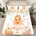 thumbnail image 2 of jejeloiu Caroon Elf Girls Twin Sheet Sets,Country Sunflower Mushroom Twin Fitted Sheet,Fairy Tale Theme Flat Sheet For Princess,Super Cozy Room Decor,3-Piece, 2 of 7