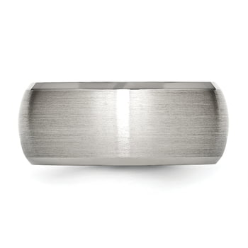 Stainless Steel Beveled Edge 10mm Brushed and Polished Band Ring 