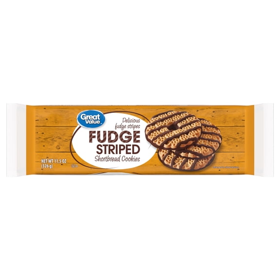 Great Value Fudge Striped Shortbread Cookies, 11.5 oz