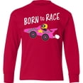 thumbnail image 3 of Inktastic Born to Race- Pink Race Car Long Sleeve Youth T-Shirt, 3 of 5