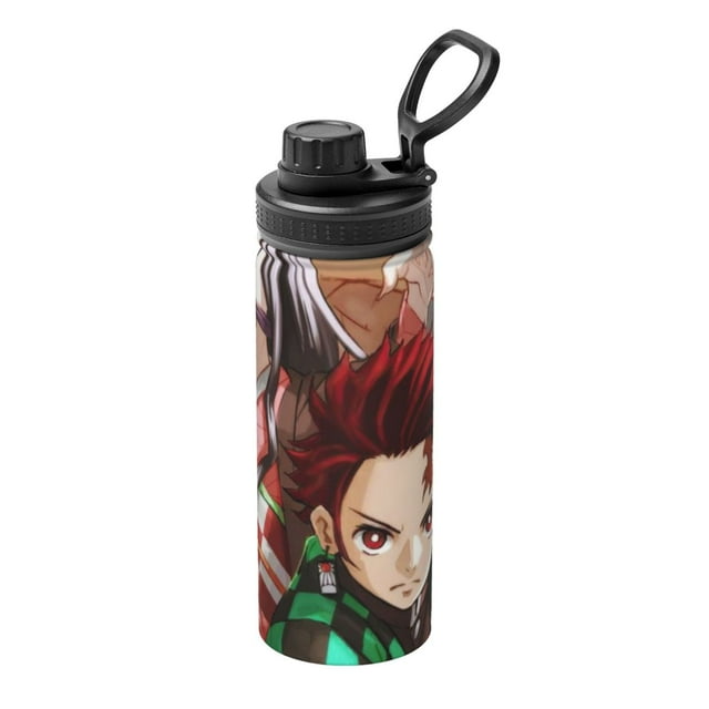 Botella de agua aislada deportiva Demon Slayer, de acero inoxidable, portátil, para exteriores, para viajes, fitness, estudiantes, talla única.