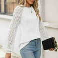 thumbnail image 5 of ATOYSOY Women's Long Sleeve Tees Fall Winter Loose Lace Raglan Tops Outwear Crew Neck Sweatshirts Casual Elegant Shirts Solid Color Pullover Fashion White M, 5 of 8