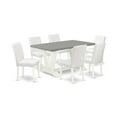 thumbnail image 6 of East West Furniture V-Style 7 Piece Modern Wood Dining Table with Chair White/Cement, 6 of 10
