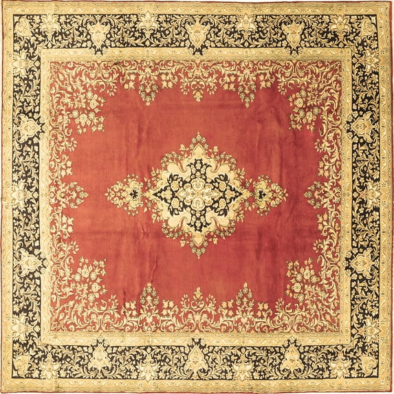 Ahgly Company Indoor Square Medallion Brown Traditional Area Rugs, 4' Square