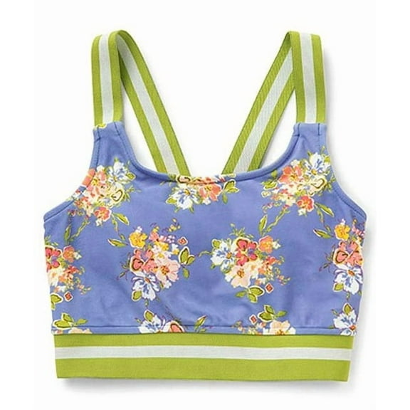 Matilda Jane Clothing Blue Floral Marco Reversible Tankini Top Only Size 8