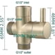 thumbnail image 2 of G1/2" 2-Way Brass Shower Diverter for Handheld Shower Head and Fixed Shower Head, Brushed Gold-Good, 2 of 5
