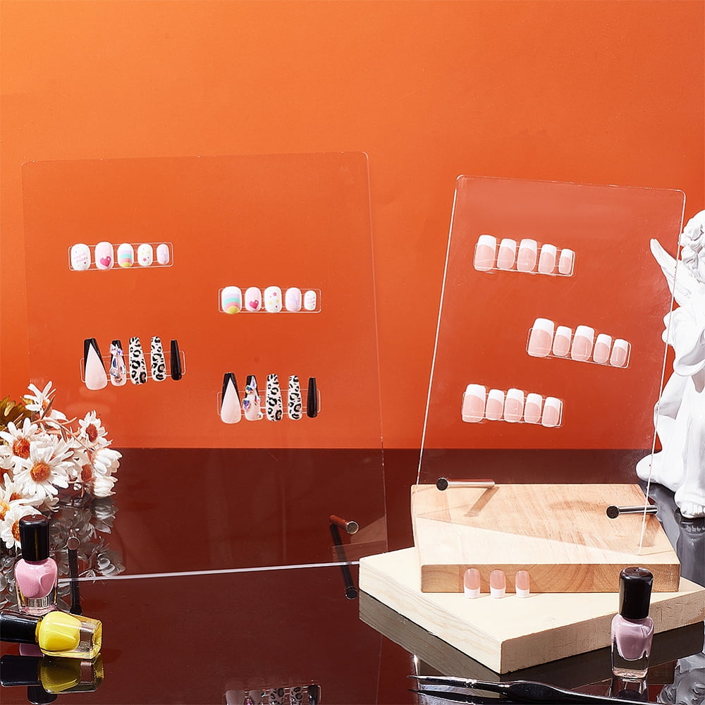 1 Bag 2 Set 2 Style Transparent Acrylic Wearing Armor Display Board with Acrylic Double Sided Adhesive Tape Nail Art Sticker Mixed Color 14.7~22x7.6x21~26cm 1 Set/style