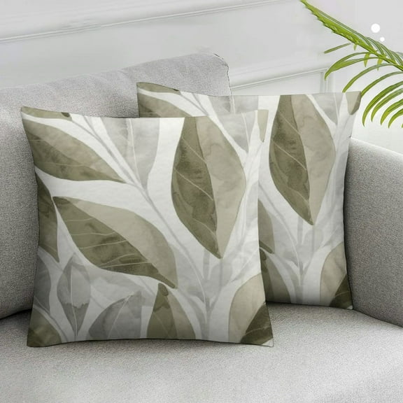 JRXY Sage Green Grey Dahlia Floral Pillow Covers Flowers Petals Modern Leaves Decorative Throw Pillow Covers Farmhouse Pillow Cases Cushion Covers for Couch Bed Sofa Home Decor,Set of 2 White