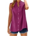 thumbnail image 2 of FDGIU Women's 2025 Summer Linen Shirts - Sleeveless Button Down Blouse, V-Neck Linen Tank Tops for Work/Casual, 2 of 6