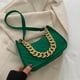 thumbnail image 4 of Bolso de mano con textura decorativa y cadena nueva, de piel sintética, de temperamento sencillo, para ir al trabajo, para llevar al hombro o debajo del brazo, color verde, 4 of 5