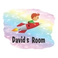 thumbnail image 2 of Home Watercolor Custom Name Wall Decals for Kids Room - Fly With Rocket Ship Rainbow Background Outer Space Personalized Bedroom Wall Sticker Water Color Style - Size: 40 In x 32 In, 2 of 5