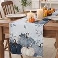 thumbnail image 2 of Navy Blue Pumpkin Fall Cotton Linen Rectangle Table Runners 13"x36", Thanksgiving Ombre Maple Leaf Harvest Coffee Table Runner Dresser Scarves Table Runners for Wedding Party Banquet Dinner Decor, 2 of 8
