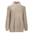 thumbnail image 5 of XFLWAM Womens Cold Shoulder Knit Sweaters Long Sleeve Crewneck Backless Jumper Tops Beige XXL, 5 of 7