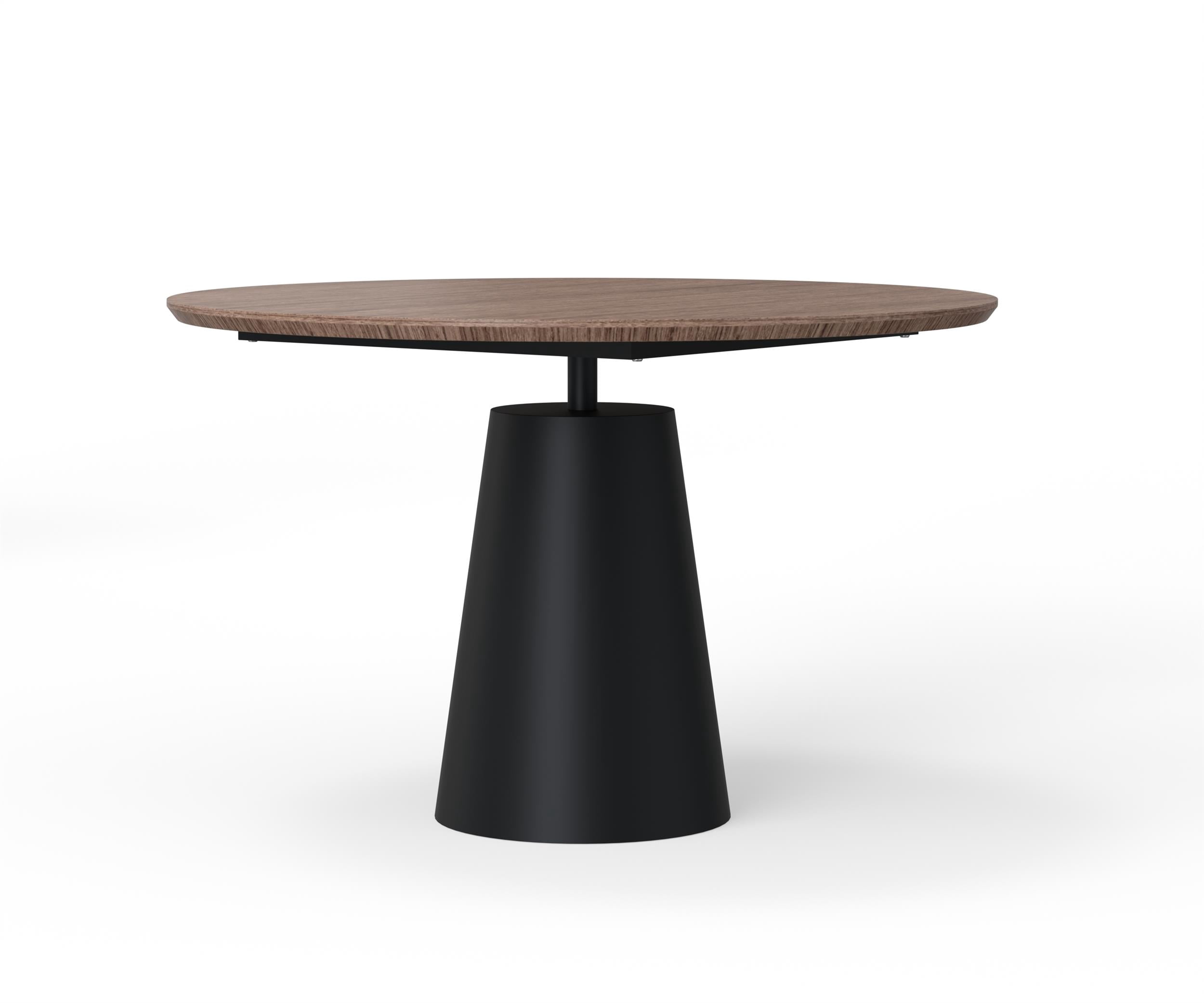 Walnut Wood Top 48" Round Dining Table w/Black Powder Coating Pedestal Base