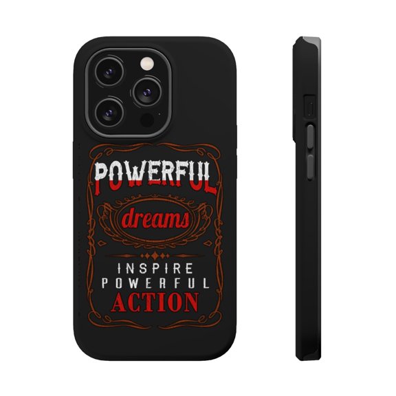 DistinctInk Tough Case for Apple iPhone 15 PRO (6.1" Screen), Compatible with MagSafe Charging - Powerful Dreams Inpsire Powerful Action