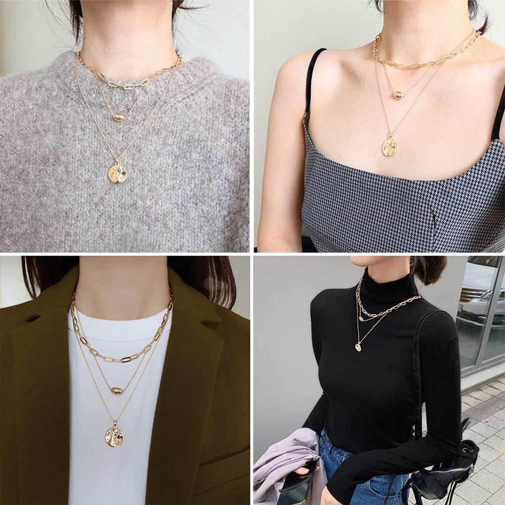 3 Vintage Womens Fashion / Costume Jewelry Necklaces Long Chains Layered  Multi Rope Locket Rings Heart Retro Charms Rustic Pendant - Etsy
