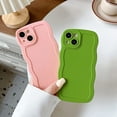 thumbnail image 2 of Solid Color Curly Wave Frame Soft Compatible with iPhone Case (White,iPhone 12), 2 of 5