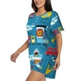 thumbnail image 2 of Daiia Transportations With Cute Animals Pattern Womens Pajama Sets Short Sleeve Pajamas for Women Sets Soft Lounge Sets Casual Round Neck Sleepwear PJS-XX-Large, 2 of 7
