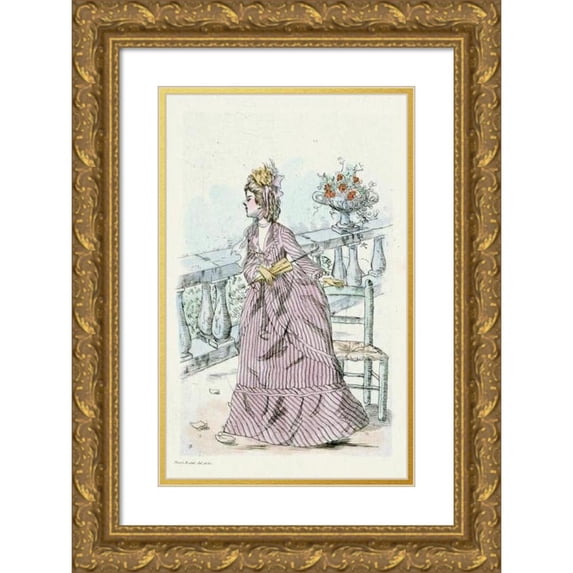 Henri Boutet 13x18 Gold Ornate Wood Frame and Double Matted Museum Art Print Titled - 1971 Nineteenth Century Female Modes (1908)