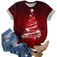 thumbnail image 4 of Kedxroy Christmas Shirt Women Christmas Print T Shirt Vintage Graphic Short Sleeve Tops Tees(Red,L), 4 of 6