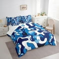 thumbnail image 4 of Feelyou Blue Camo Abstarct Twin Bedding Sets 7-Piece for Teens, Chic Camouflage Bedding Comforter Set, Cartoon Pixelate Miner Reversible Sheet Sets, Lightweight Room Decor, 4 of 8