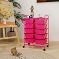 thumbnail image 2 of Costway 10-Drawer Storage Cart Utility Rolling Trolley Kitchen Organizer Hot Pink, 2 of 9