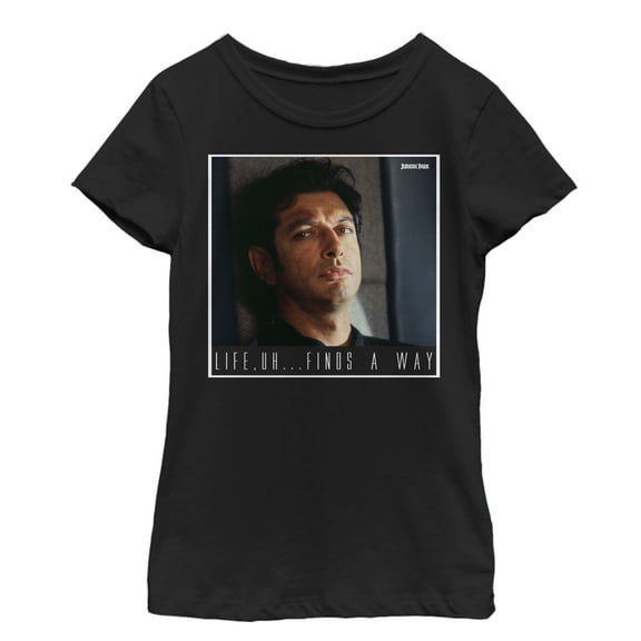 Girl's Jurassic Park Dr. Malcolm Life Uh Finds Way  Graphic Tee Black Medium