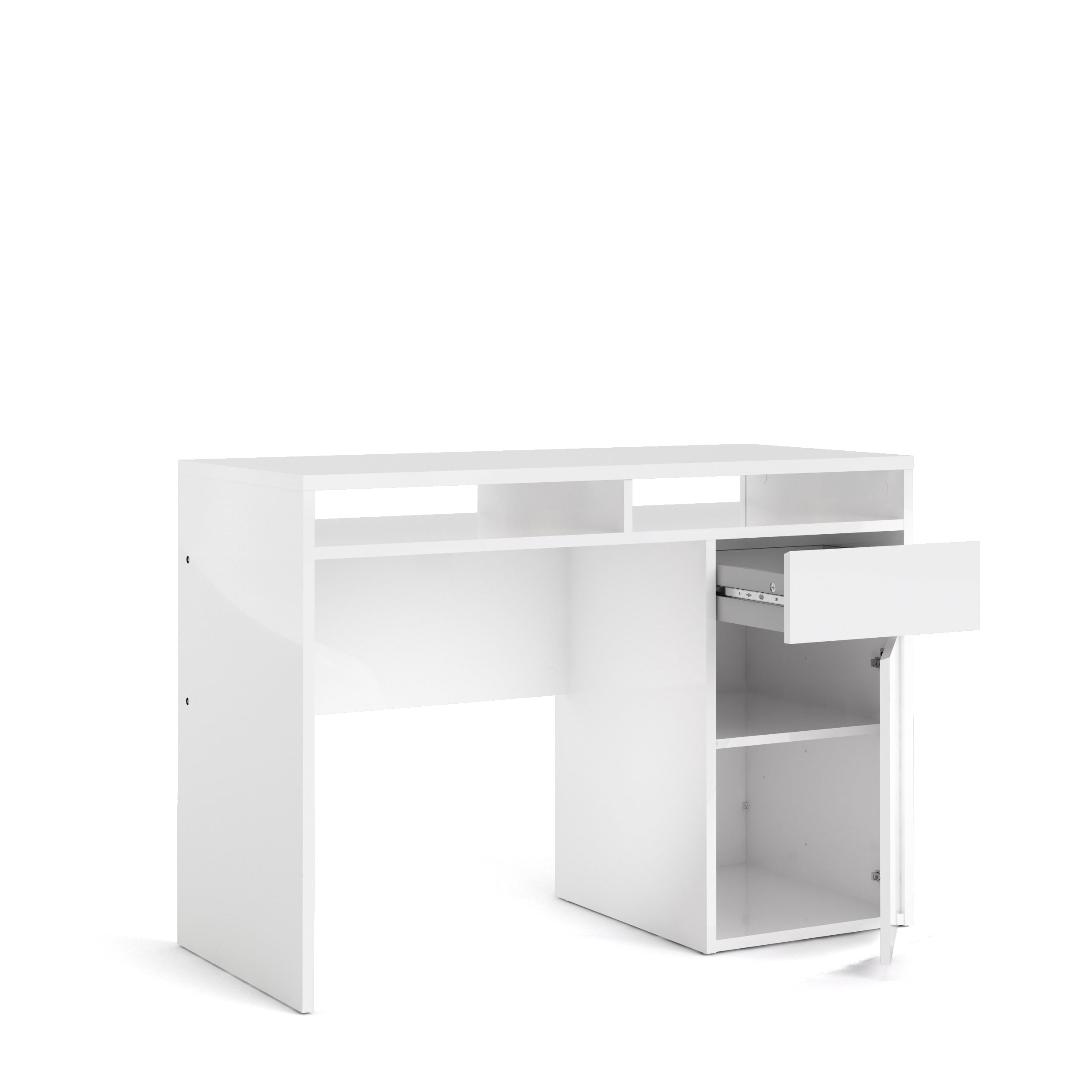 Willis 1 Drawer, 1 Door Desk, White High Gloss