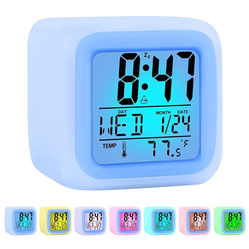 Digital Alarm Clock Battery Operated Small Desk Clocks with Date Indoor
