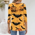 thumbnail image 5 of Camiseta para mujer, moda informal, cuello en V, manga 3/4, suelta, con estampado de Halloween, camiseta para mujer, 5 of 5