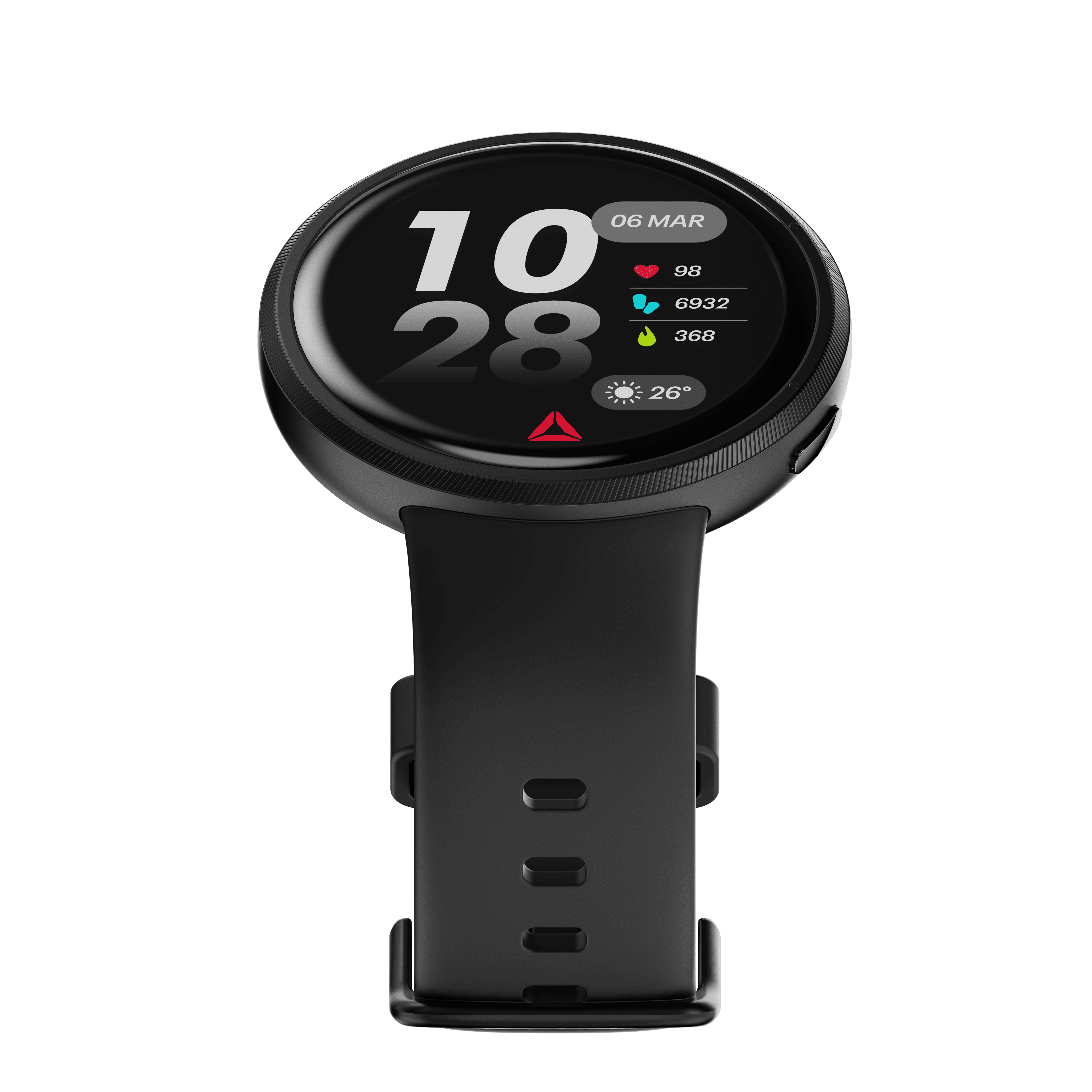 Reebok Rush Smartwatch Scratch-Resistant Black Plastic Case with Midnight Black Watch Band, 1 Pack