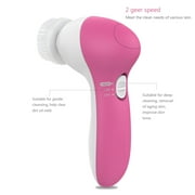 Facial Cleansing Brush Face Scrubber - Electric Exfoliating Spin Cleanser Device Waterproof Deep Cleaning Exfoliation Rotating Spa Machine,Electronic Acne Skin Washer Spinning System Set,5 Brush Heads