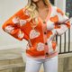 thumbnail image 3 of Suéter de punto con cuello en V para mujer abrigos elegantes con estampado de fresa suaves y acogedores para otoño e invierno, 3 of 9