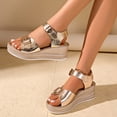 thumbnail image 3 of Wedge Sandals for Women Trendy Dress Summer Slide Shoes Arch Support Walking Sandal Adjustable Ankle Strap Wedges Shoe Gold-8, 3 of 8