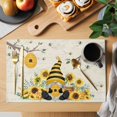 thumbnail image 2 of Gnomes Sunflower Placemats Set of 4, Bees Branches Floral Elegant Pastoral Placemats for Dining Table, Place Mats for Kitchen Tabletop, Waterproof Wipeable Dining Table Mats Set, 2 of 9