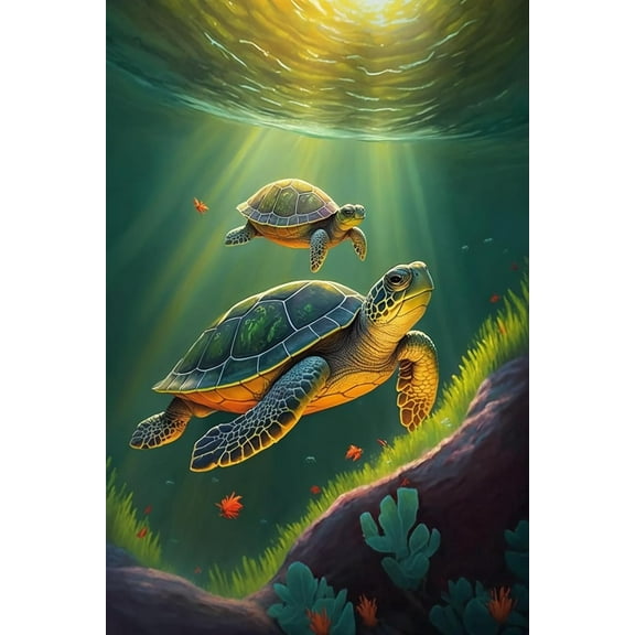 300 Pieces Puzzle for Adults - Underwater Turtles Wooden Jigsaw Puzzles Challenging Educational Fun Toys for Family Creative Gift