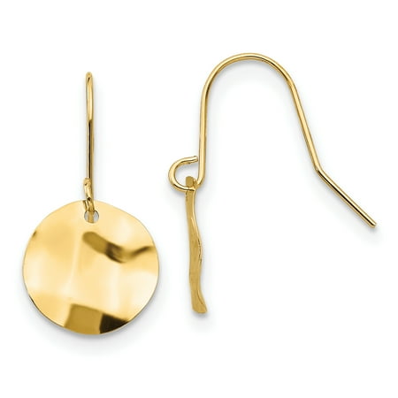 14k Circle Dangle Earrings 14k Yellow Gold Circle Hammered Drop Dangle Chandelier Earrings Gifts For Women For Her ()