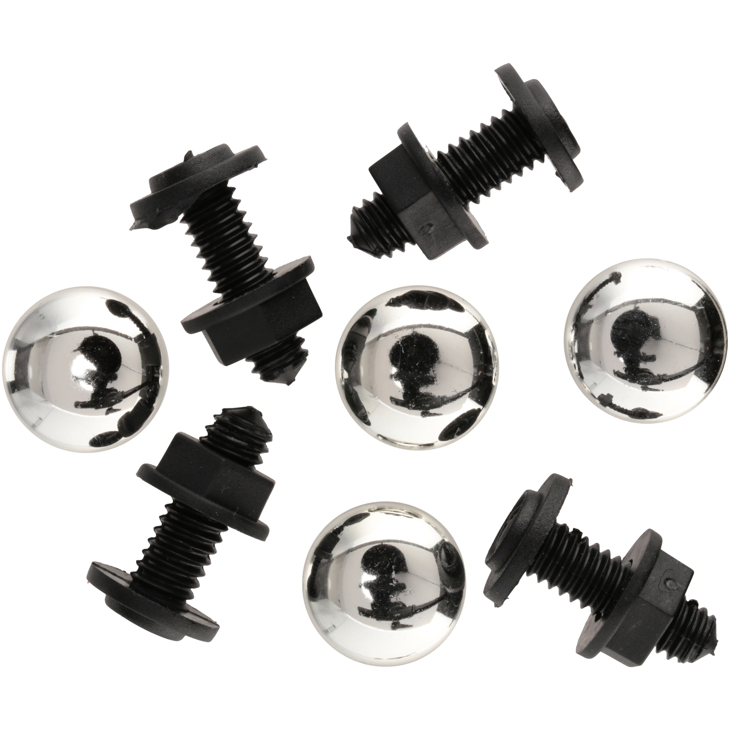 AutoDrive License Plate Fasteners with caps, Silver, 8PC, 1pk, 22-1-63538-W