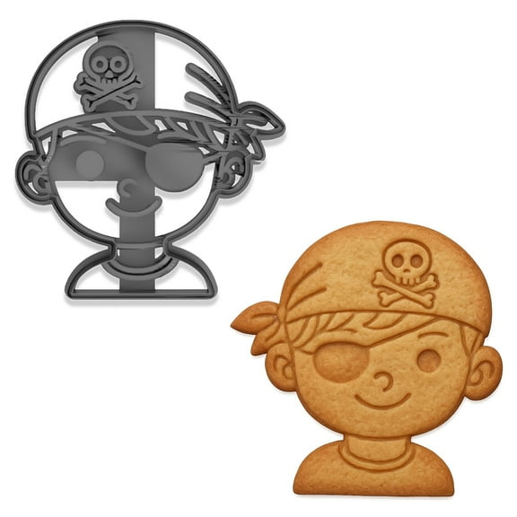 Pirate Boy Cookie Cutter & Stamp Set – 4x3.86" Fun Pirate Head Design for Kids' Party Baking (Random Color)