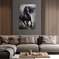 thumbnail image 2 of ZHONGYUTONG Horse Canvas Wall Art Black Running Horse Picture Print Animal Painting Poster for Living Room Decor Framed (12.00" x 18.00"), 2 of 5