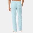 thumbnail image 4 of Men's Drawstring Linen Pants with Elastic Waist Wide Leg Pants with Pockets with Deep Pockets Long Pants Lightweight Casual Summer Yoga Beach Pant,Blue L, 4 of 4