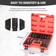 thumbnail image 6 of Dawot SUZANNE Mechanics Tool Set 20-Piece 1/2" Drive Deep Impact Socket Set with 3/8" to 1/2" Universal Joint & 3", 5", 10" Extensions for Auto Repairing and Household, with Storage Case, 6 of 7