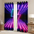 thumbnail image 2 of Pink Purple Black Curtains & Drapes Neon Lightning Striped 30%-50% Blackout Curtains Gaming Window Curtains Gamer Room Decor,Glitter Glowing Stripes Geometric Window Treatments, 2 of 6