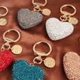 thumbnail image 3 of Llaveros de corazón de diamantes de imitación para mujer, llavero colgante de bolso, llavero de cristal de Color sólido, llavero de corazón de melocotón para pareja, 3 of 4
