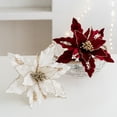 thumbnail image 2 of Flor de Pascua navideña con purpurina, 26 cm, realista, para colgar en el árbol de Navidad, decoración navideña, regalos de Navidad, feliz año nuevo, 2 of 5