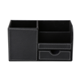 thumbnail image 4 of KINGFOM Pu Leather Desktop Organizer Pen Container with Drawer, Multi-Function School Office Supplies Storage Box for Keys, Pen/Pencil, Cellphone, Business Cards, Paper, Remote Control Holder Black, 4 of 9