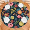 thumbnail image 2 of Stretch Edge Floral Round Tablecloth Made from Durable Polyester, Water-Resistant Fabric Fits 44-52 Inch Round Tables for Versatile Use, 2 of 5