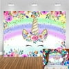 Cartoon Unicorn and Rainbow Painting Photo Studio Children Girl Wall Decoration Lovely Backdrop ,9×6FT(2.7M×1.8M)